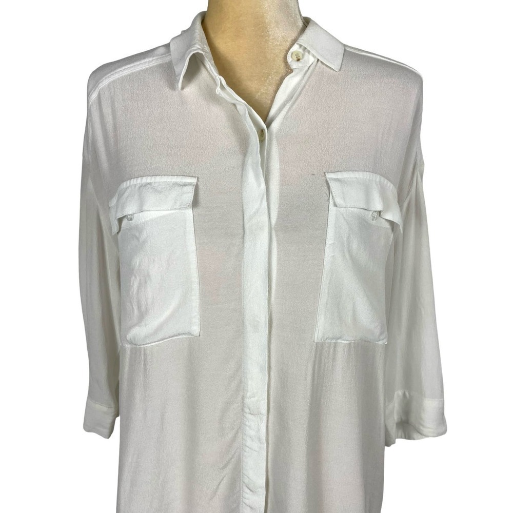 All Saints Milson Shirt in Chalk White Button Down Blouse Medium Business Casual - Picture 5 of 12